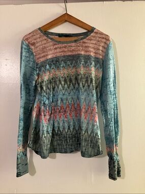 Prana Multicolor Zigzag Long Sleeve Top